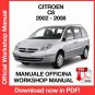 WORKSHOP MANUAL SERVICE REPAIR CITROEN C8 (2002-2008) (EN)