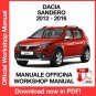 WORKSHOP MANUAL SERVICE REPAIR DACIA SANDERO (2012-2016) (EN)