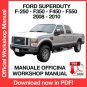 WORKSHOP MANUAL SERVICE REPAIR FORD F-250 F-350 F-450 F-550 (2008-2010) (EN)