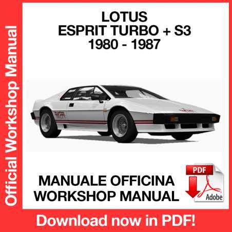 WORKSHOP MANUAL SERVICE REPAIR LOTUS ESPRIT TURBO + S3 (1980-1987) (EN)