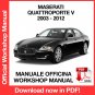 WORKSHOP MANUAL SERVICE REPAIR MASERATI QUATTROPORTE (2003-2012) (EN)