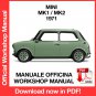 WORKSHOP MANUAL SERVICE REPAIR MINI COOPER MK1 MK2 (1971) (EN)