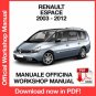 WORKSHOP MANUAL SERVICE REPAIR RENAULT ESPACE 4 J81 (2003-2012) (EN)