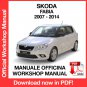 WORKSHOP MANUAL SERVICE REPAIR SKODA FABIA MK2 (2007-2014) (EN)