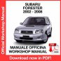 WORKSHOP MANUAL SERVICE REPAIR SUBARU FORESTER (2002-2008) (EN)