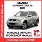 WORKSHOP MANUAL SERVICE REPAIR SUZUKI GRAND VITARA JB (2007) (EN)