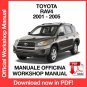 WORKSHOP MANUAL SERVICE REPAIR TOYOTA RAV4 XA20 (2001-2005) (EN)