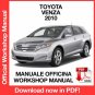 WORKSHOP MANUAL SERVICE REPAIR TOYOTA VENZA (2010) (EN)