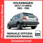 WORKSHOP MANUAL SERVICE REPAIR VOLKSWAGEN GOLF MK2 (1983-1992) (EN)