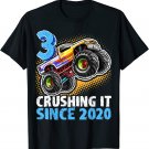 3 Crushing It Since 2020 Monster Truck 3rd Birthday Boys T-Shirt