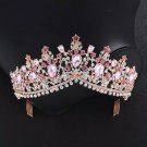 Baroque Rose Gold Pink Crystal Bridal Tiara Crow