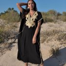 Spring Kaftan Dress Moroccan Black Gold Beach Caftan-beach cover up, resortwear wear,