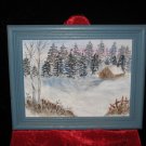 Acrylic Canvas Board Painting, Winter Scene, Signed Claire Sasano