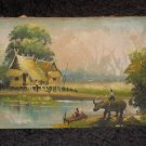 Antique Canvas Painting, Signed, Mid 1940's