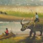Antique Canvas Painting, Signed, Mid 1940's