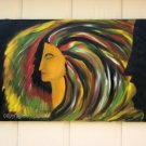 Abstract oil painting on canvas, signed Anele, 24" by 36"
