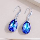 women's luxury earrings  drops wearing bright blue crystal pendant as a gift on an anniversary