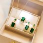 Luxury Green Crystal Tourmaline Necklace Silver Needle Earings Ring Elegant Womens Wedding Jewelry