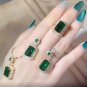 Luxury Green Crystal Tourmaline Necklace Silver Needle Earings Ring Elegant Womens Wedding Jewelry
