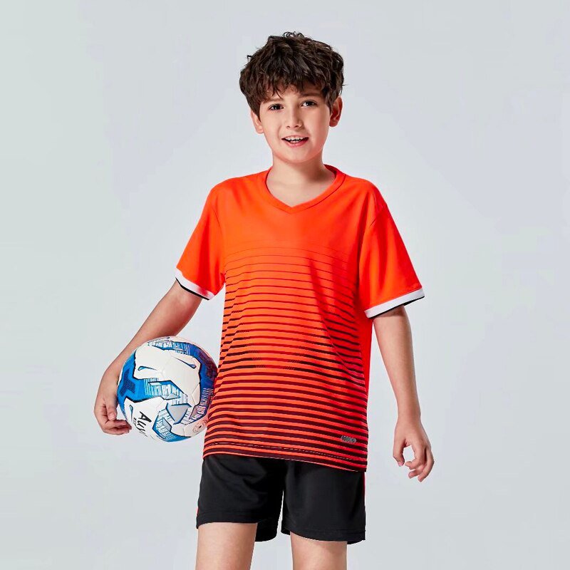 Kids Football Jersey Set Boys girl Orange Football Training Football Shirt
