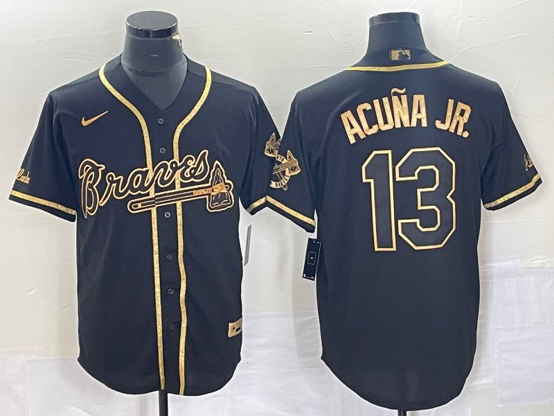 Ronald Acuna Jr Braves Black Golden Replica Jersey
