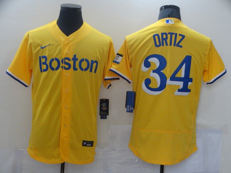 David Ortiz Red Sox Gold Light Blue 2021 City Connect Authentic Jersey