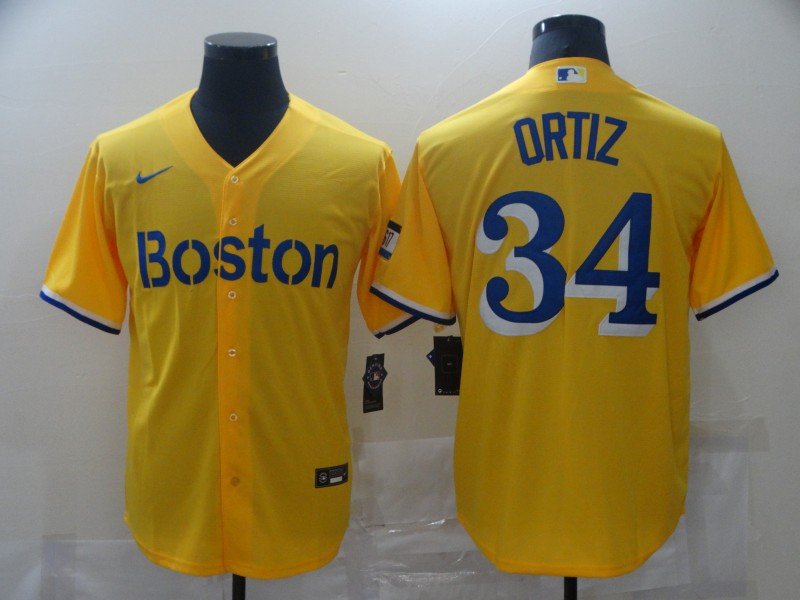 David Ortiz Red Sox Gold Light Blue 2021 City Connect Replica Jersey