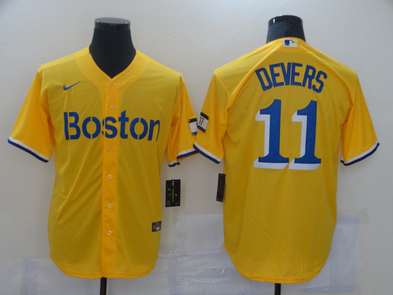 Rafael Devers Red Sox Gold Light Blue 2021 City Connect Replica Jersey