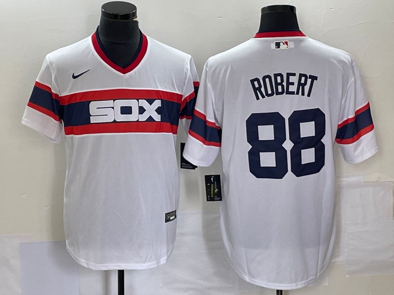Luis Robert Jr White Sox White Throwback Jersey