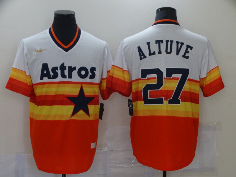 Jose Altuve Astros White Orange Cooperstown Jersey