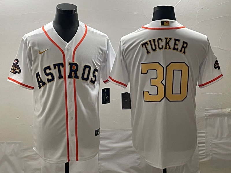 Kyle Tucker Astros White Gold Champions Replica Jersey