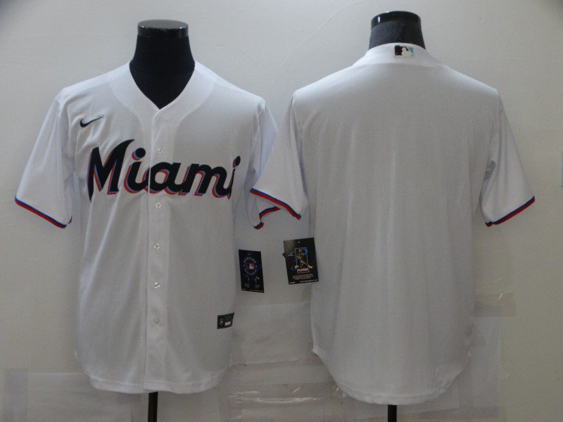 Team Marlins White Home Replica Jersey