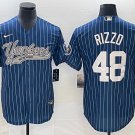 Anthony Rizzo Yankees Navy Stripes Fashion Replica Jersey