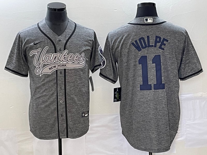 Anthony Volpe Yankees Heather Grey Fashion Replica Jersey