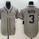 Babe Ruth Yankees Gray Fashion Replica Jersey