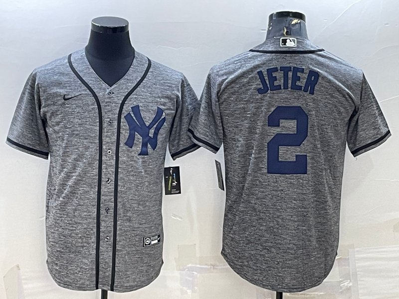 Derek Jeter Yankees Heather Grey Replica Jersey