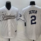 Derek Jeter Yankees White Stripes Fashion Replica Jersey