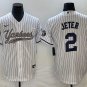 Derek Jeter Yankees White Stripes Fashion Replica Jersey