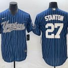 Giancarlo Stanton Yankees Navy Stripes Fashion Replica Jersey