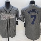 Mickey Mantle Yankees Heather Grey Fashion Replica Jersey