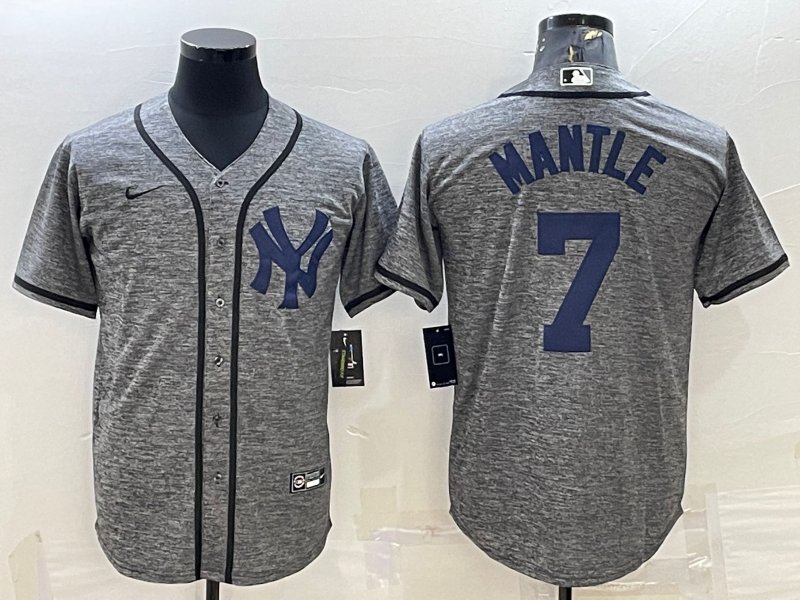 Mickey Mantle Yankees Heather Grey Replica Jersey