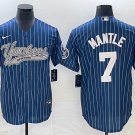 Mickey Mantle Yankees Navy Stripes Fashion Replica Jersey