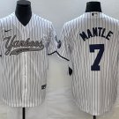Mickey Mantle Yankees White Stripes Fashion Replica Jersey