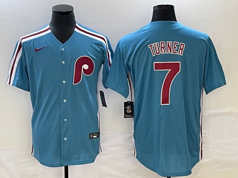 Trea Turner Phillies Light Blue Cooperstown Jersey