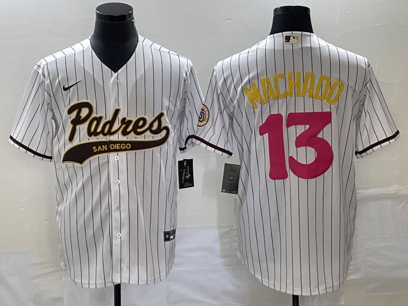 Manny Machado Padres White Pink Fashion Replica Jersey