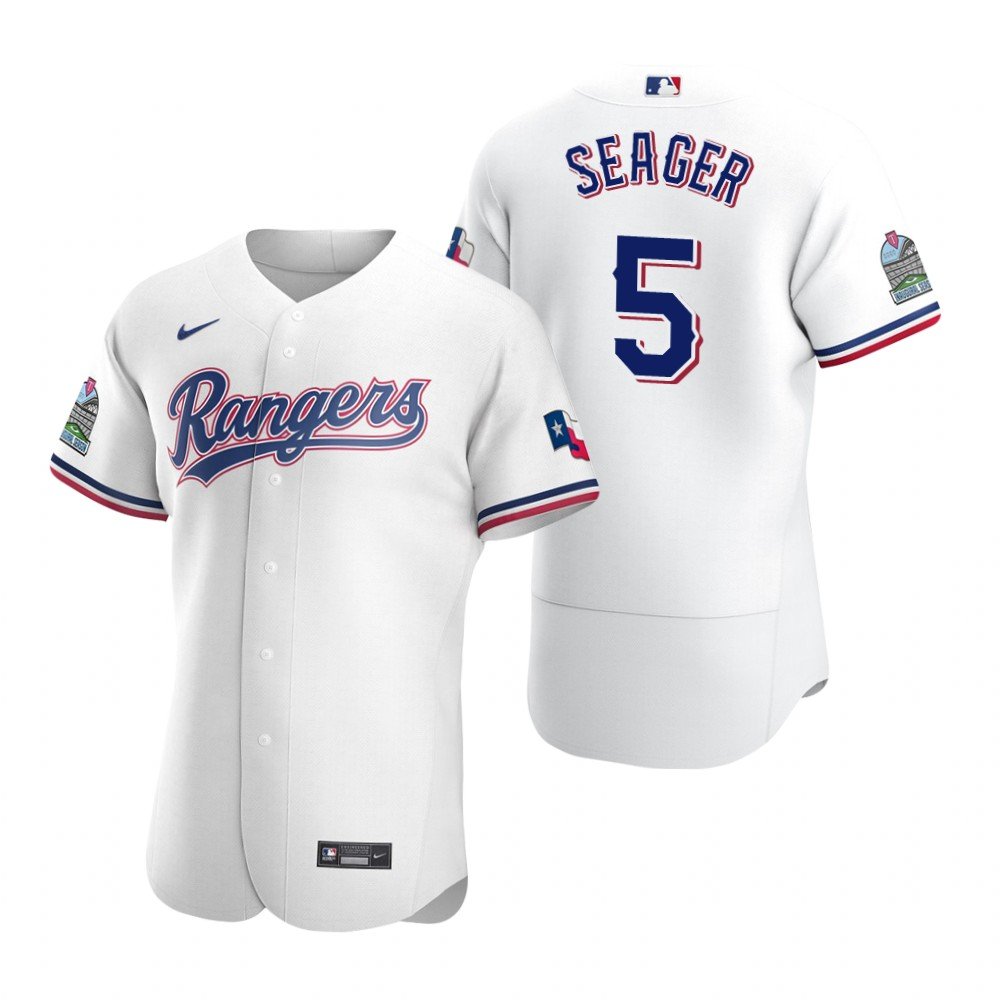 Corey Seager Rangers White Home Authentic Jersey