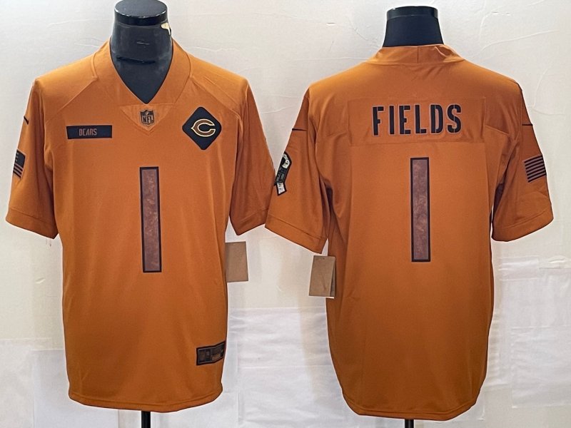Justin Fields Bears New Salute To Service Brown Limited Jersey