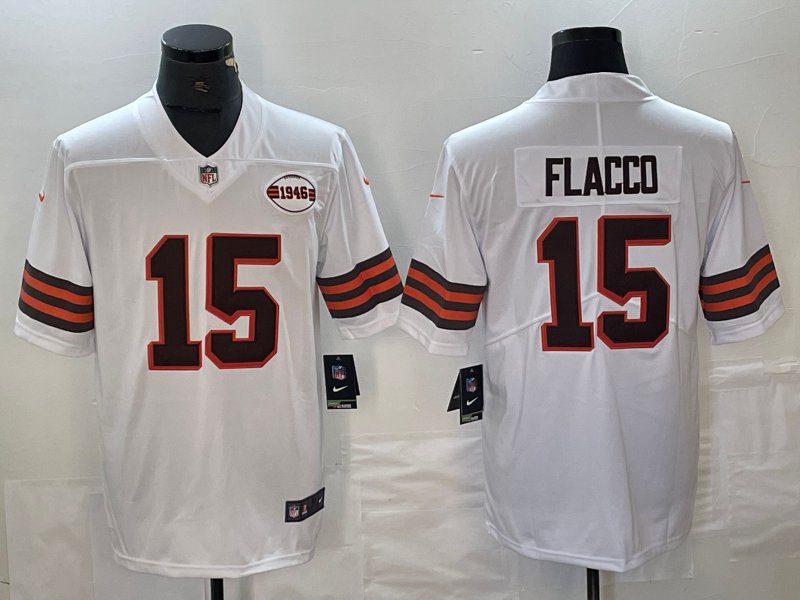 Joe Flacco Browns White Throwback Limited Jersey