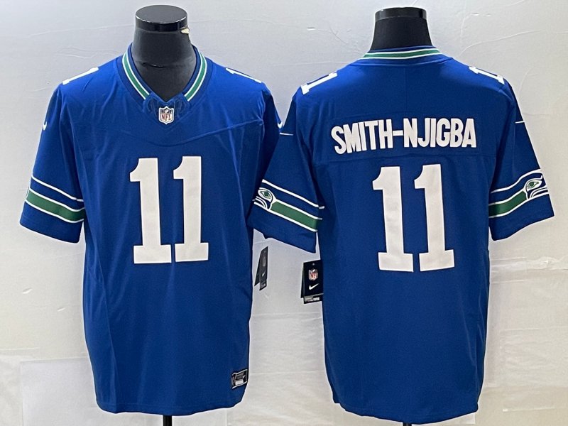 Jaxon Smith-Njigba Seahawks Royal Throwback New Limited Jersey