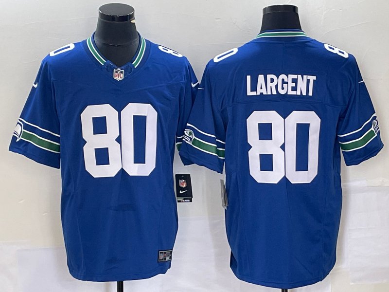 Steve Largent Seahawks Royal Throwback New Limited Jersey